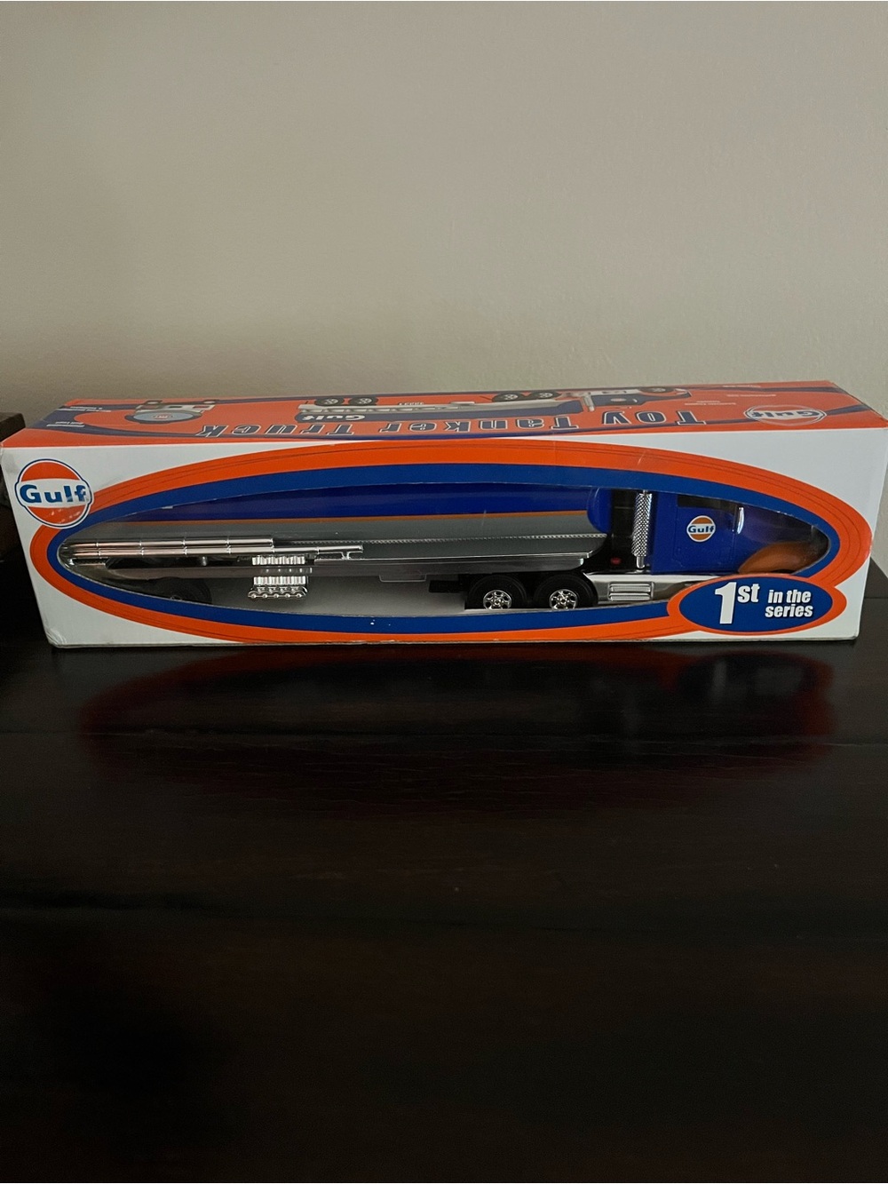Gulf Branded Toy Tanker Truck - Blue & Orange